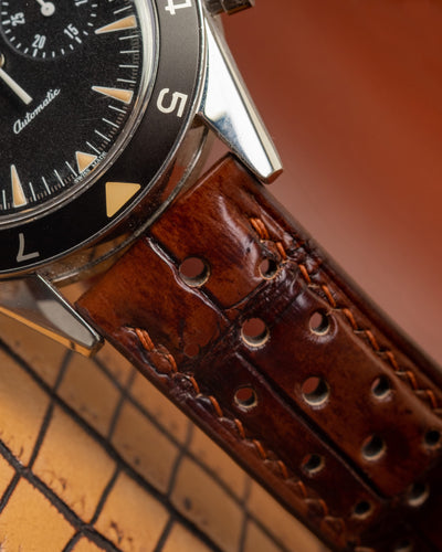 Bespoke Watch Strap in 2 Tone Dark Brown Crocodile