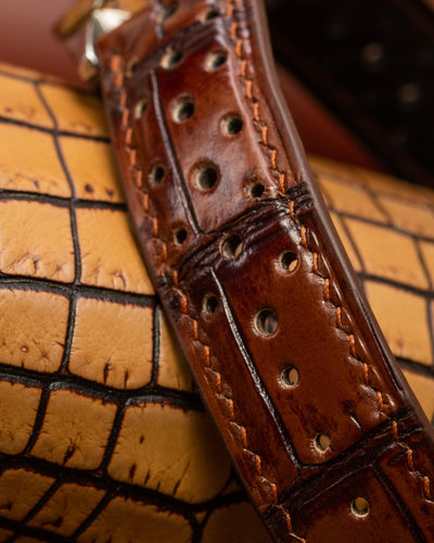 Bespoke Watch Strap in 2 Tone Dark Brown Crocodile