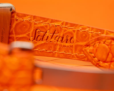 Bespoke Watch Strap in 2 Tone Orange Crocodile
