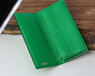 Bespoke Long Wallet in Apple Green Chèvre