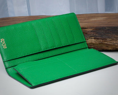 Bespoke Long Wallet in Apple Green Chèvre
