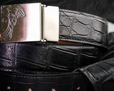Bespoke Reversible Belt in Black Crocodile & Chestnut Brown Epsom