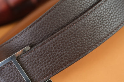 Bespoke Reversible Belt in Black & Chestnut Brown Togo