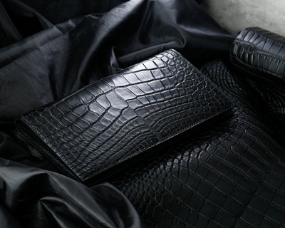 Bespoke Long Wallet in Matte Black Alligator