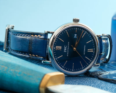 Bespoke Watch Strap in 2 Tone Blue Crocodile