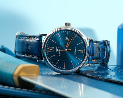 Bespoke Watch Strap in 2 Tone Blue Crocodile