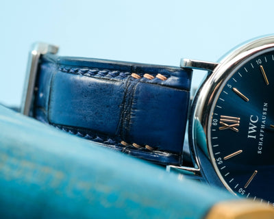Bespoke Watch Strap in 2 Tone Blue Crocodile