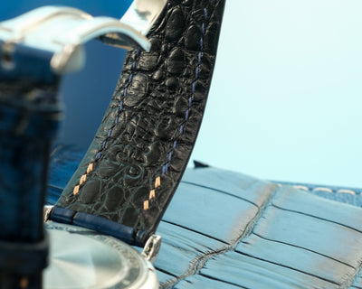 Bespoke Watch Strap in 2 Tone Blue Crocodile