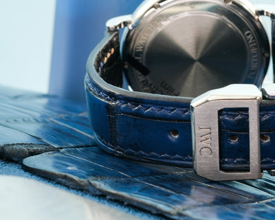 Bespoke Watch Strap in 2 Tone Blue Crocodile