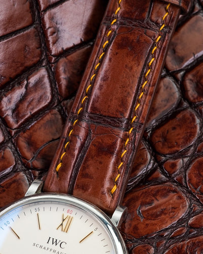 Bespoke Watch Strap in 2 Tone Dark Brown Crocodile