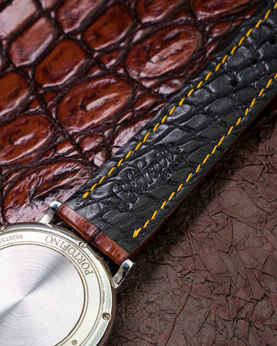 Bespoke Watch Strap in 2 Tone Dark Brown Crocodile