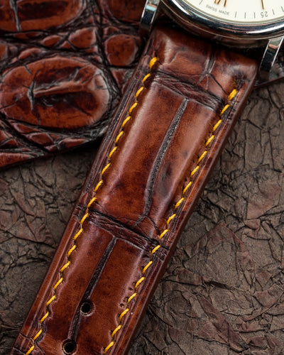 Bespoke Watch Strap in 2 Tone Dark Brown Crocodile