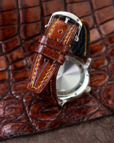 Bespoke Watch Strap in 2 Tone Dark Brown Crocodile