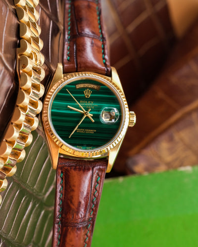 Bespoke Watch Strap in 2 Tone Dark Brown Crocodile