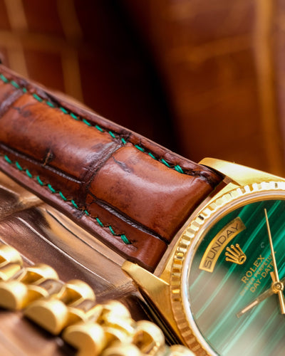 Bespoke Watch Strap in 2 Tone Dark Brown Crocodile