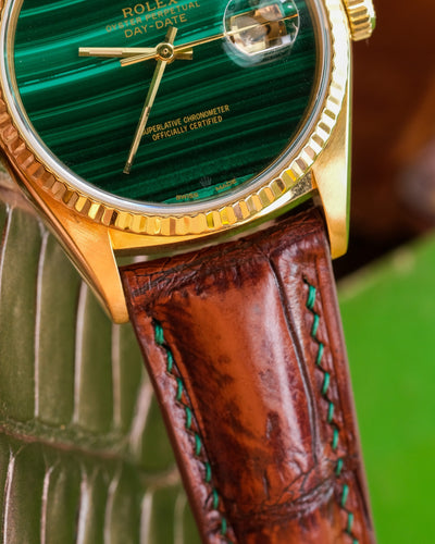 Bespoke Watch Strap in 2 Tone Dark Brown Crocodile