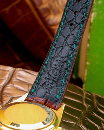 Bespoke Watch Strap in 2 Tone Dark Brown Crocodile