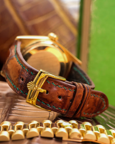 Bespoke Watch Strap in 2 Tone Dark Brown Crocodile