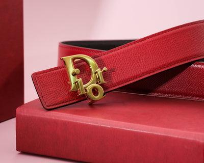 Bespoke Reversible Belt in Black & Red Togo