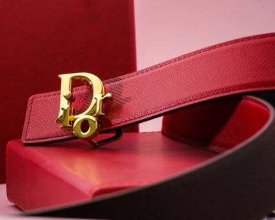 Bespoke Reversible Belt in Black & Red Togo