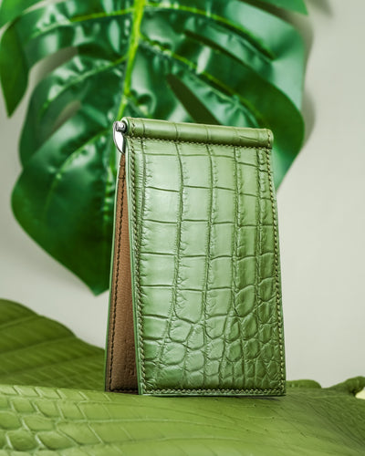 Bespoke Money Clip in Pine Green Alligator