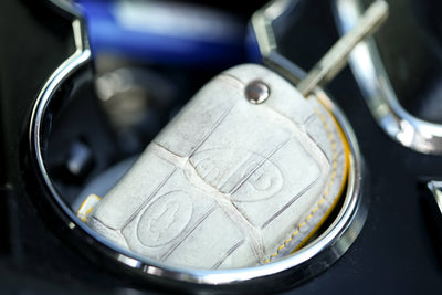 Bespoke Key Fob Cover in Natural Himalayan Crocodile