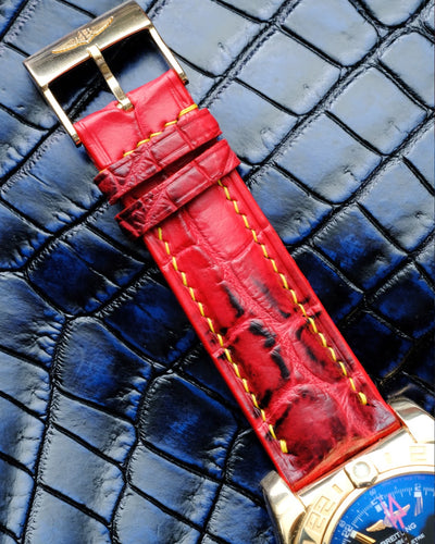 Bespoke Watch Strap in Red Himalayan Crocodile