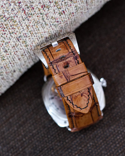 Bespoke Watch Strap in 2 Tone Chestnut Brown Crocodile