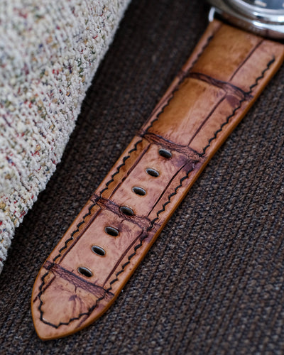 Bespoke Watch Strap in 2 Tone Chestnut Brown Crocodile