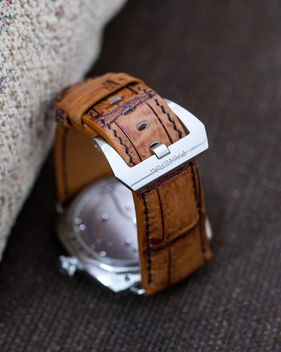 Bespoke Watch Strap in 2 Tone Chestnut Brown Crocodile