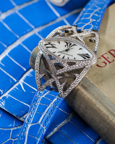 Bespoke Watch Strap in 2 Tone Blue Silver Alligator