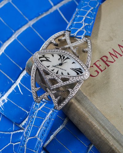 Bespoke Watch Strap in 2 Tone Blue Silver Alligator