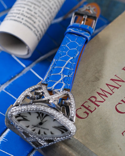 Bespoke Watch Strap in 2 Tone Blue Silver Alligator