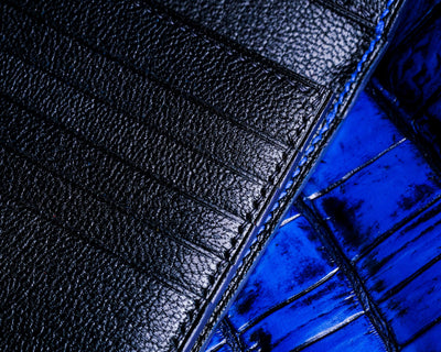 Bespoke Long Wallet in 2 Tone Electric Blue Crocodile