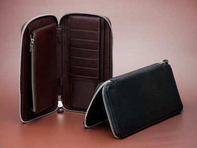 Bespoke Long Wallets in Black & Brown Chevre