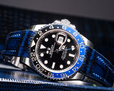 Bespoke Watch Strap in 2 Tone Navy Blue Crocodile