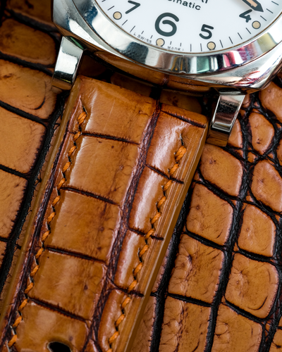 Bespoke Watch Strap in 2 Tone Chestnut Brown Crocodile