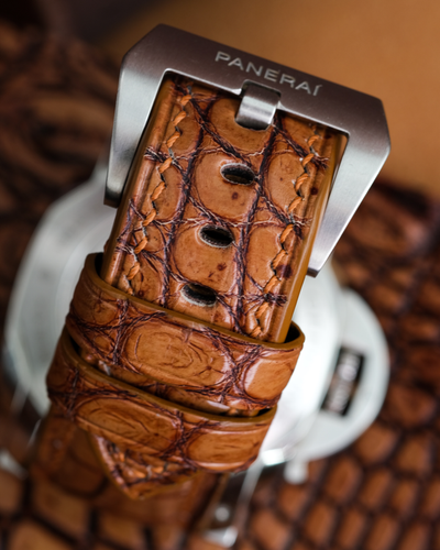 Bespoke Watch Strap in 2 Tone Chestnut Brown Crocodile