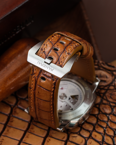 Bespoke Watch Strap in 2 Tone Chestnut Brown Crocodile