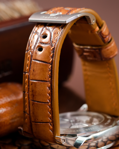 Bespoke Watch Strap in 2 Tone Chestnut Brown Crocodile
