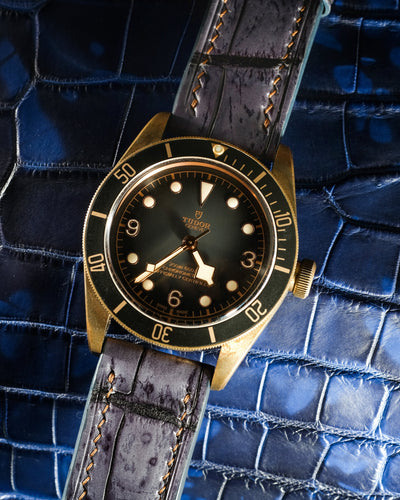 Bespoke Watch Strap in 2 Tone Grey Crocodile