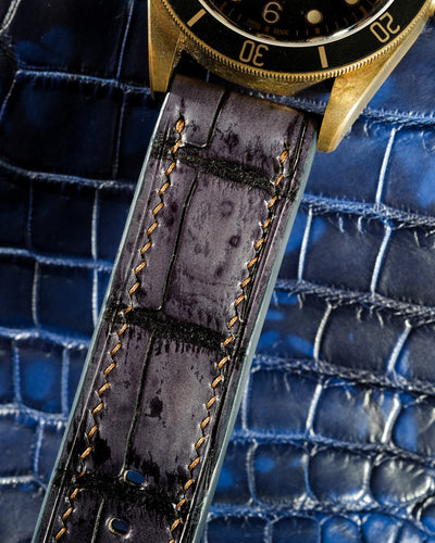 Bespoke Watch Strap in 2 Tone Grey Crocodile