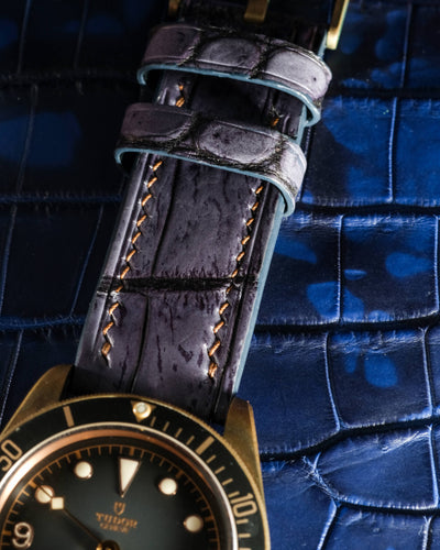 Bespoke Watch Strap in 2 Tone Grey Crocodile
