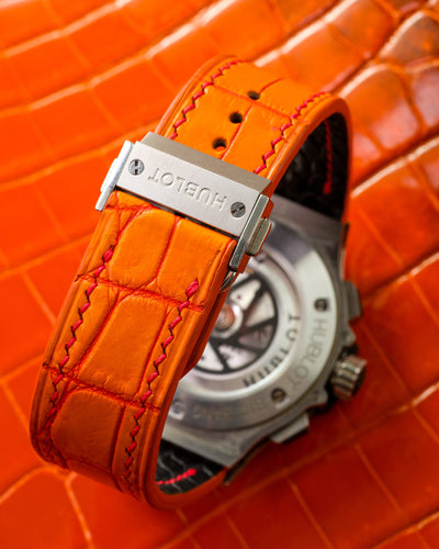 Bespoke Watch Strap in 2 Tone Orange Crocodile
