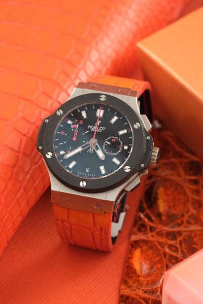 Bespoke Watch Strap in 2 Tone Orange Crocodile