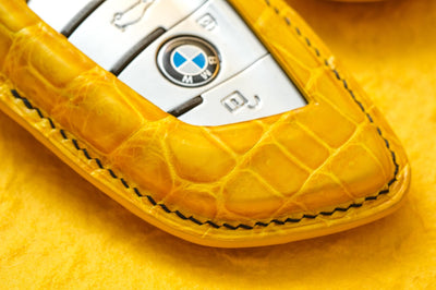 Bespoke Key Fob Cover in Yellow Crocodile