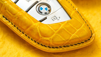 Bespoke Key Fob Cover in Yellow Crocodile