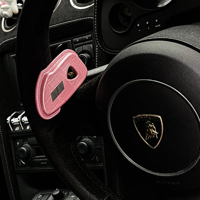 Bespoke Key Fob Cover in Baby Pink and Metallic Silver Alligator