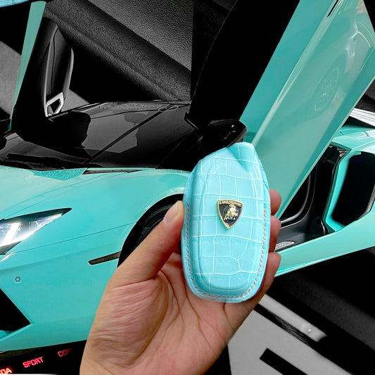 Bespoke Key Fob Cover in Baby Blue Crocodile