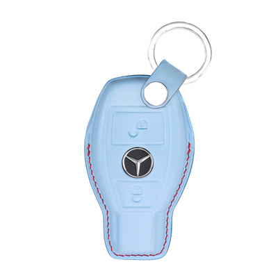 Mercedes 2 Buttons Key Fob Cover in Baby Blue Nappa